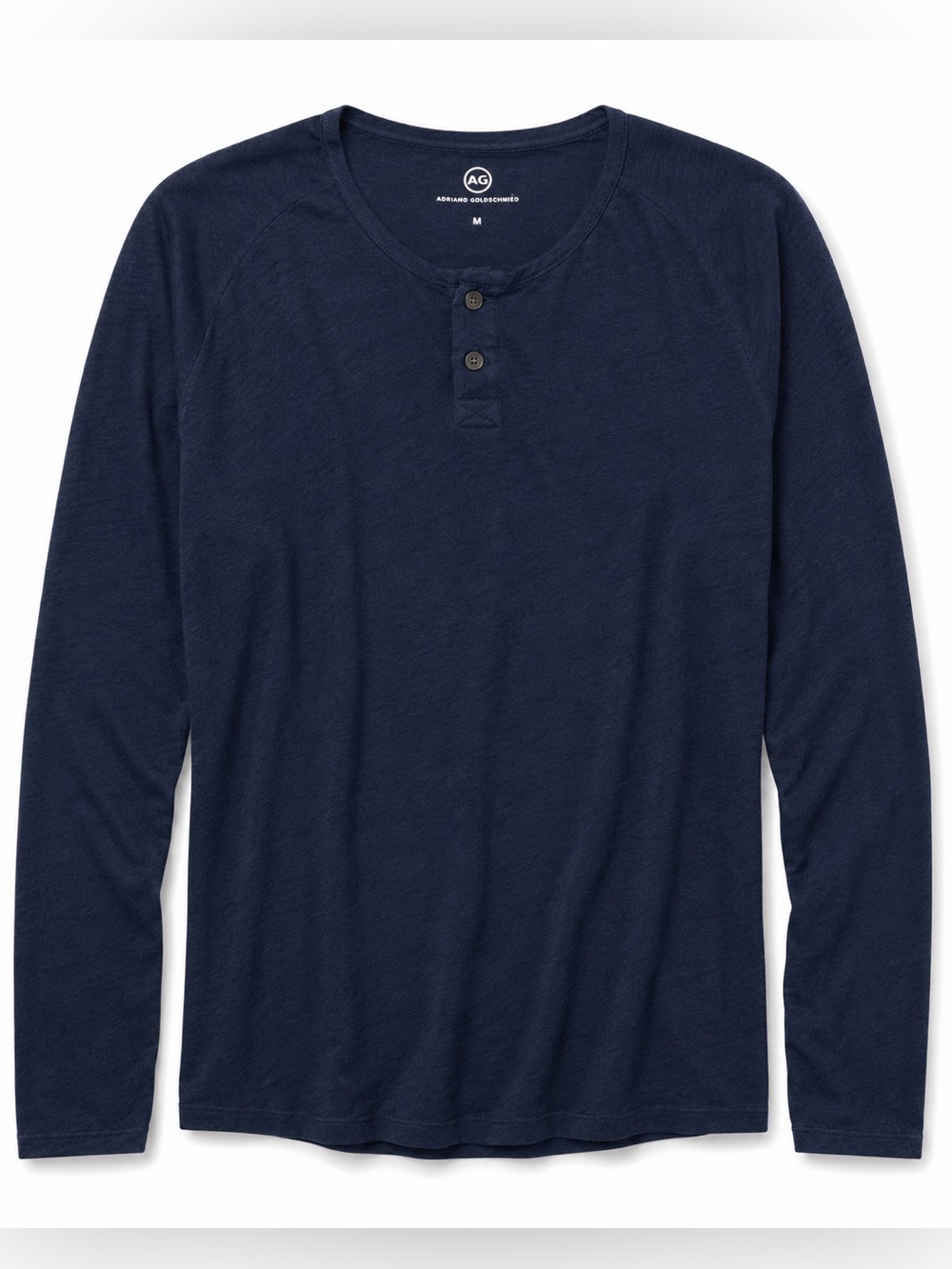 AG Adriano Goldschmied Men M Navy Henley Cotton Modal Made USA NWOT